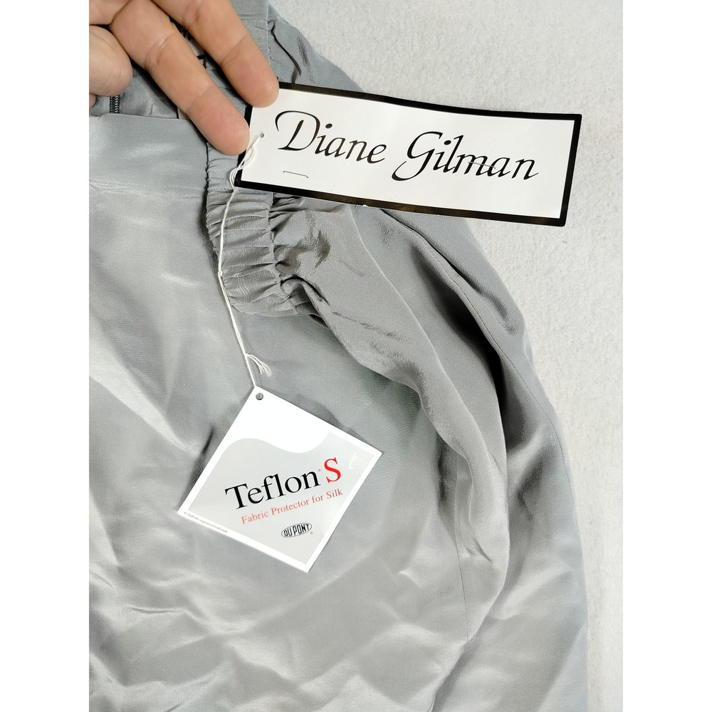 Diane Gilman Maxi Skirt Womens Medium Gray Silk Satin Long Slit NWT - Picture 6 of 12
